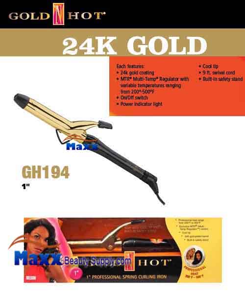 Gold N Hot 24K Gold Coated #GH194 Spring Curling Iron - 1"